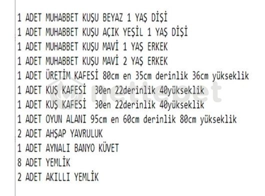Toplu Malzemeler 4 Muhabbet Kuşu 3 Kafes 1 Oyun Alanı + Malzemeler Arsin Trabzon